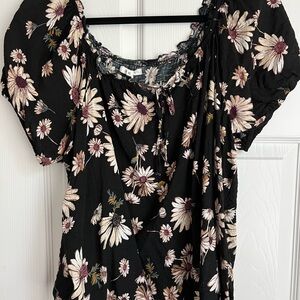 Maurices Black Floral Blouse